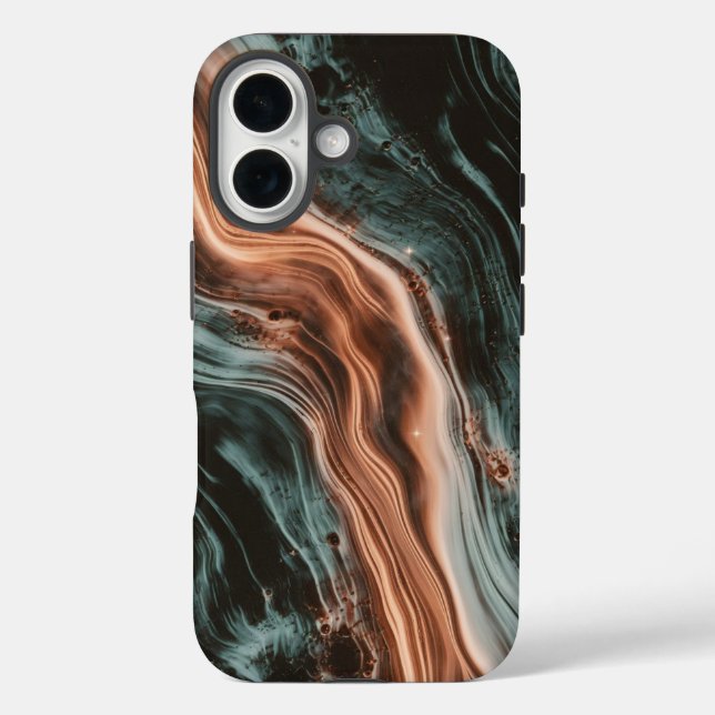 Coques Case-Mate iPhone Copper & Teal Marble Flow (Verso)