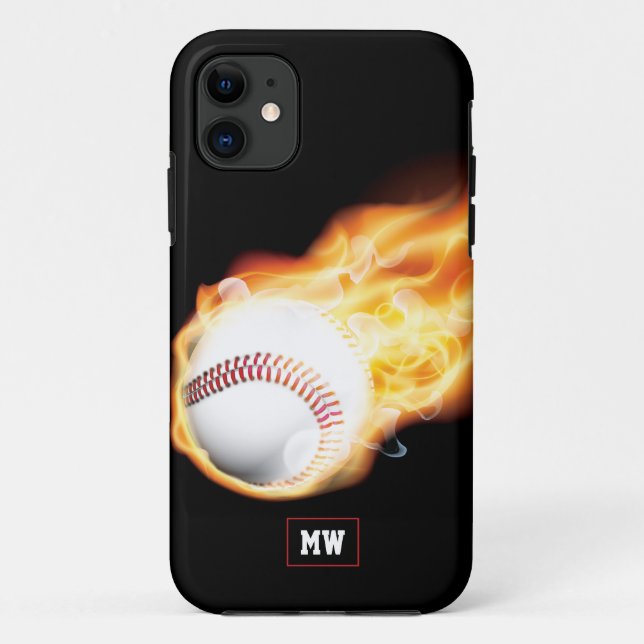 Coques Case-Mate iPhone Coque-coque iphone de baseball monogramme (Dos)