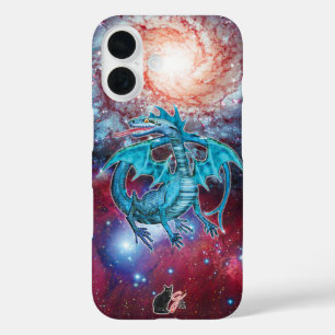 Coques iPhone 16 Coque-coque iphone de dragon cosmique turquoise