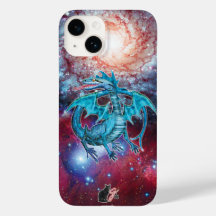 Coque-coque iphone de dragon cosmique turquoise