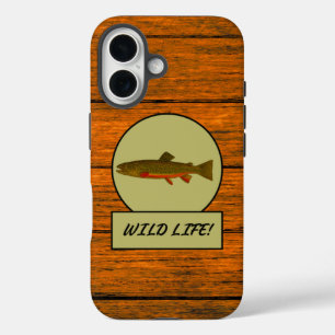 Coques iPhone 16 Coque-coque iphone du grain de bois de truite broy