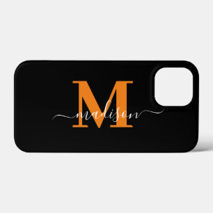 Case-Mate iPhone Case Coque-Mate de Monogramme noir et orange moderne