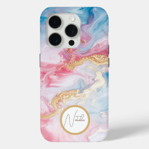 Coque iPhone 15 Pro Coque-Mate de script élégant de couleur pastel