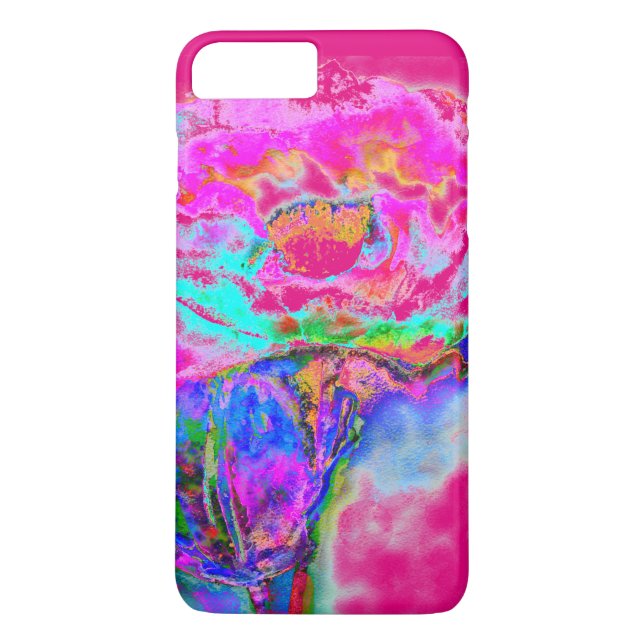 Coques Case-Mate iPhone Coquelicot rose, peinture florale à l'aquarelle (Dos)