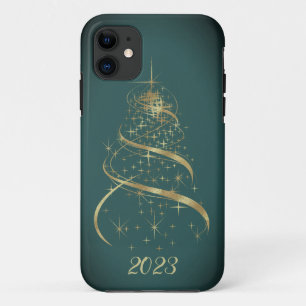 Coques iphone de l'arbre de Noël d'or