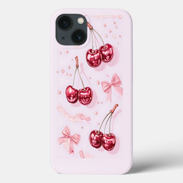 Coques Case-Mate iPhone Coquette Cerises blanches et vaches roses (Verso)