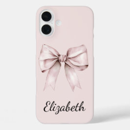 Coques iPhone 16 Plus Coquette esthétique arc rose Nom personnalisé