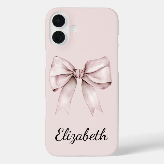 Coques Case-Mate iPhone Coquette esthétique arc rose Nom personnalisé (Verso)