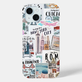 Coque Pour iPhone 15 Coquette Girl Preppy Collage, Dossier téléphonique