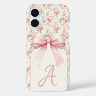 Coques iPhone 16 Coquette Monogram Rose Bow