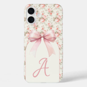 Coques iPhone 16 Plus Coquette Monogram Rose Bow