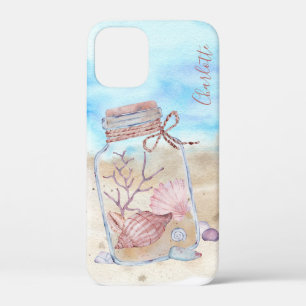 Case-Mate iPhone Case Coquillages de plage à l'aquarelle Nom personnalis