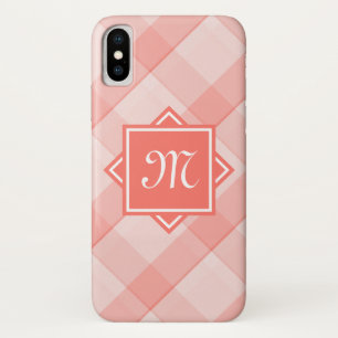 Case-Mate iPhone Case Corail Chic Plaid Avec Monogramme Diagonal Moderne