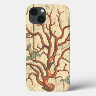 iPhone 13 Coque Corail en bois et petit
