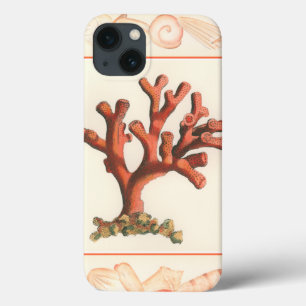 Coques Pour iPhone Corail rouge avec la frontière de Shell de conque