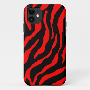 Coque iPhone 11 Corey Tiger 80s Neon Tiger Stripes (Rouge)
