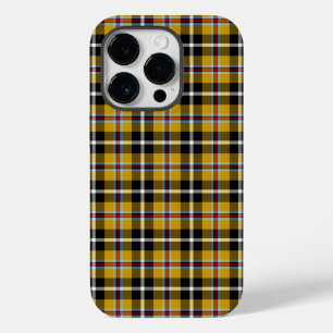 Coque Pour iPhone 14 Pro Cornish National Tartan Jaune Noir Plaid