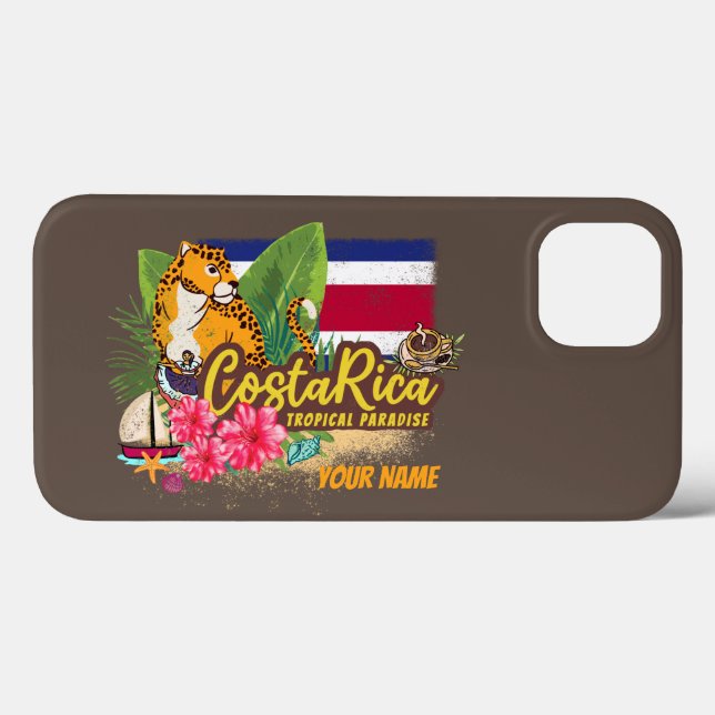 Coques Case-Mate iPhone Costa Rica rétro grand chat drapeau vintage Souven (Verso (horizontal))