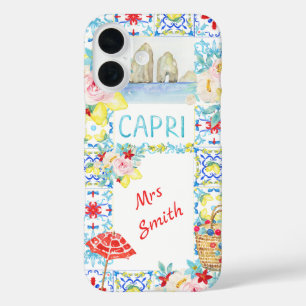 Coques iPhone 16 Côte Amalfitaine Carreaux Bleus Capri Mariage