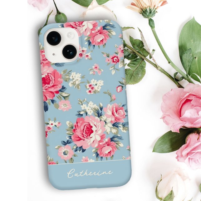 Coques Case-Mate iPhone Cottage personnalisé Roses roses sur Arrière - pla (Créateur téléchargé)