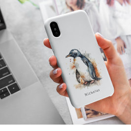 Case-Mate iPhone Case Coucher de soleil Aquarelle Pingouin, personnalisé