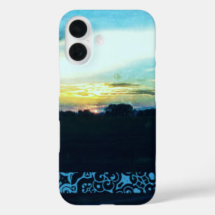 Coques iPhone 16 Coucher de soleil bleu