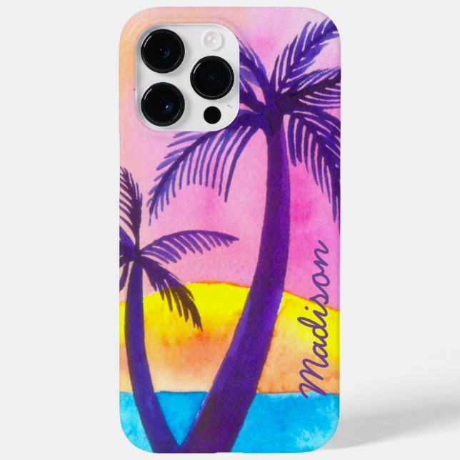 Coques Case-Mate iPhone Coucher de soleil, Océan, Palmiers Personnalisé (Verso)
