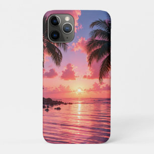 Case-Mate iPhone Case Coucher de soleil sur un palmier tropical rose océ