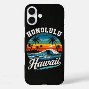 Coques iPhone 16 Plus Coucher de soleil surf Honolulu Hawaï