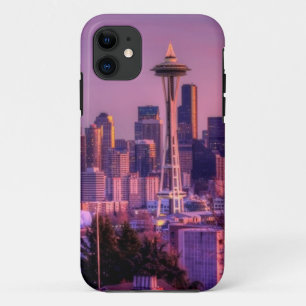 Coque Case-Mate Pour iPhone Coucher du soleil derrière l'horizon de Seattle d