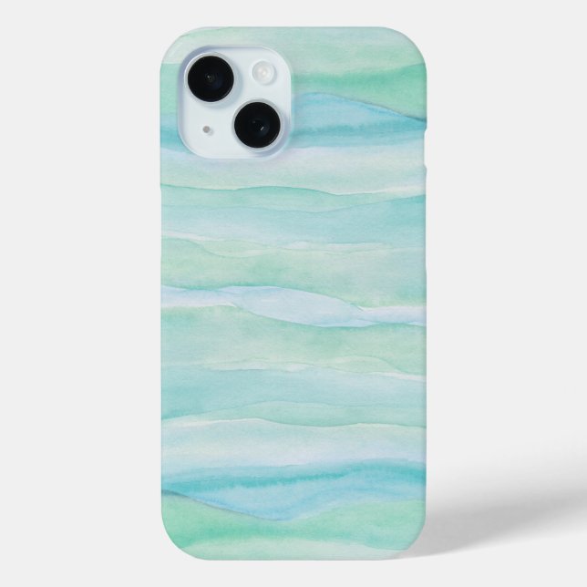 Coques Case-Mate iPhone Couches de Motif Abstrait couleur d'aquarelle bleu (Verso)