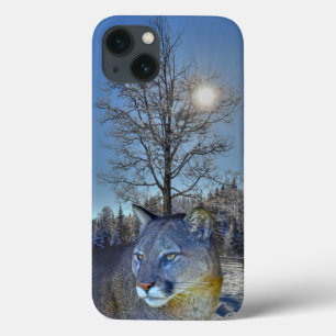 Coques Pour iPhone Cougar Mountain Lion & Winter Tree