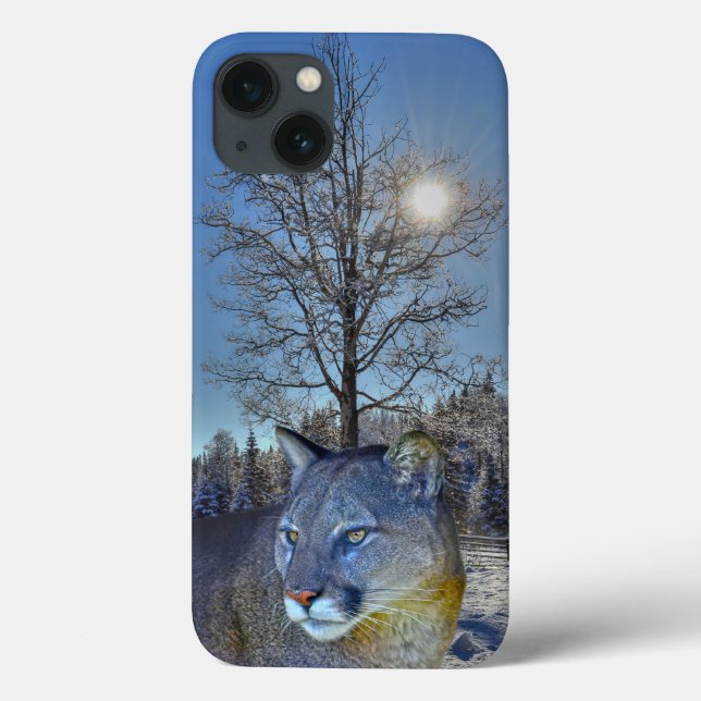 Coques Case-Mate iPhone Cougar Mountain Lion & Winter Tree (Verso)