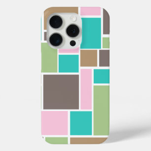 Coque iPhone 15 Pro Couleur de mode motif Rectangle Abstrait