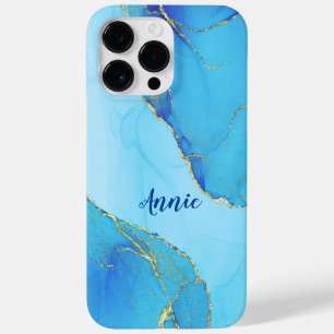 COQUE POUR POUR iPhone 14 PRO MAX COULEUR D'EAU BLEU ABSTRAITE PERSONNALISÉE