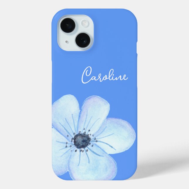 Coques Case-Mate iPhone Couleur d'eau bleu romantique Nom personnalisé (Verso)