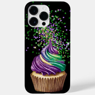 COQUE POUR POUR iPhone 14 PRO MAX COULEUR D'EAU PURPLE ET VERTE MARDI GRAS CUPCAKE