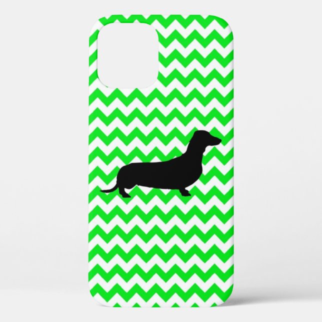 Coques Case-Mate iPhone Couleur personnalisée Chevron avec Dachshund Silho (Verso)