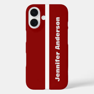Coques iPhone 16 Couleur rouge foncé Nom personnalisé