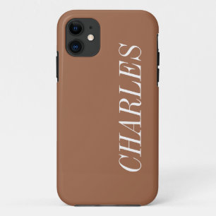 Case-Mate iPhone Case Couleur solide Brown ambre   Nom minimal