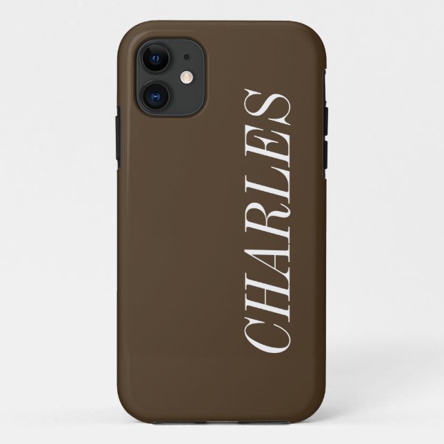 Coques Case-Mate iPhone Couleur solide Brown café | Nom minimal (Dos)