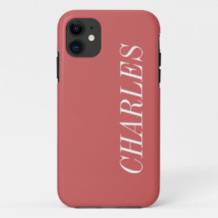 Case-Mate iPhone Case Couleur solide Brown châtaigne Nom minimal