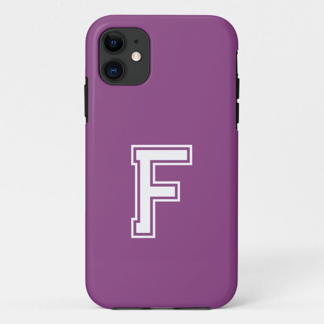 Coques Case-Mate iPhone Couleur solide Plum | Monogramme minimal (Dos)