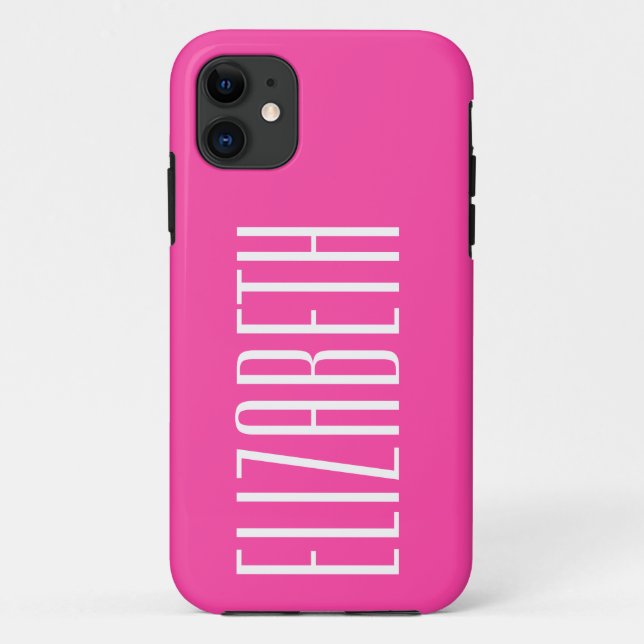 Coques Case-Mate iPhone Couleur solide rose fraise | Nom minimal (Dos)