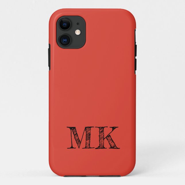 Coques Case-Mate iPhone Couleur solide Vermilion | Initiale minimale moder (Dos)