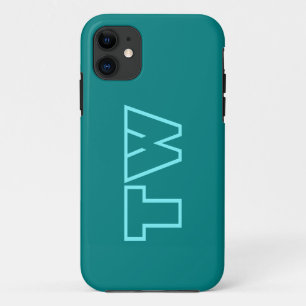 Case-Mate iPhone Case Couleur turquoise bleue solide   Monogramme minima