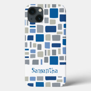 Case-Mate iPhone Case Couleurs Cool bleues et grises Carrés et rectangle