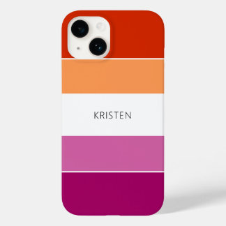 Coque Pour iPhone 14 Couleurs Drapeau Lesbienne Personnalisées Frappes 
