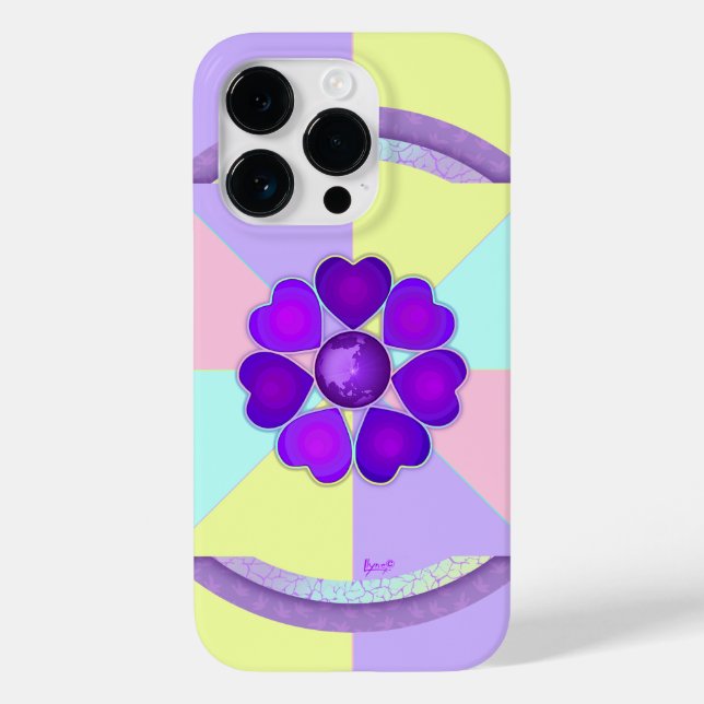 Coques Case-Mate iPhone Couleurs pastel & coeurs violets battre (Verso)