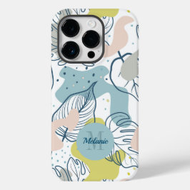 Coque Pour iPhone 14 Pro Couleurs pastel Palm feuilles et formes organiques